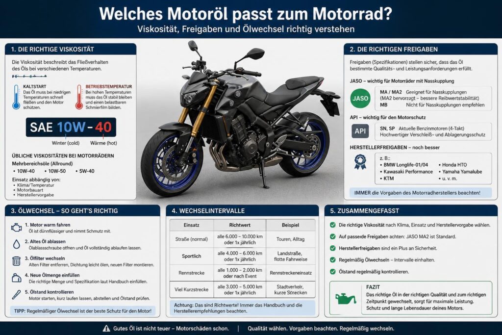 Welches Motoröl passt zum Motorrad? Viskosität, Freigaben und Ölwechsel richtig verstehen