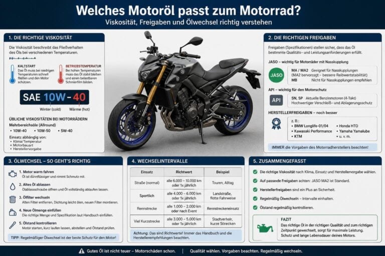 Welches Motoröl passt zum Motorrad? Viskosität, Freigaben und Ölwechsel richtig verstehen